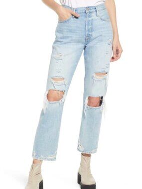 Frame Le Original Natoma Grind Light Wash Distressed Jeans Straight Leg Size 26